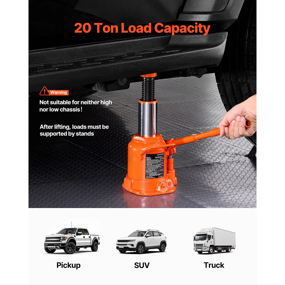 Heavy-Duty Hydraulic Bottle Jack for Trucks, SUVs, and RVs