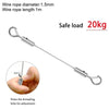 Stainless steel wire rope with an eye hook and adjustment button for safe load of 20kg