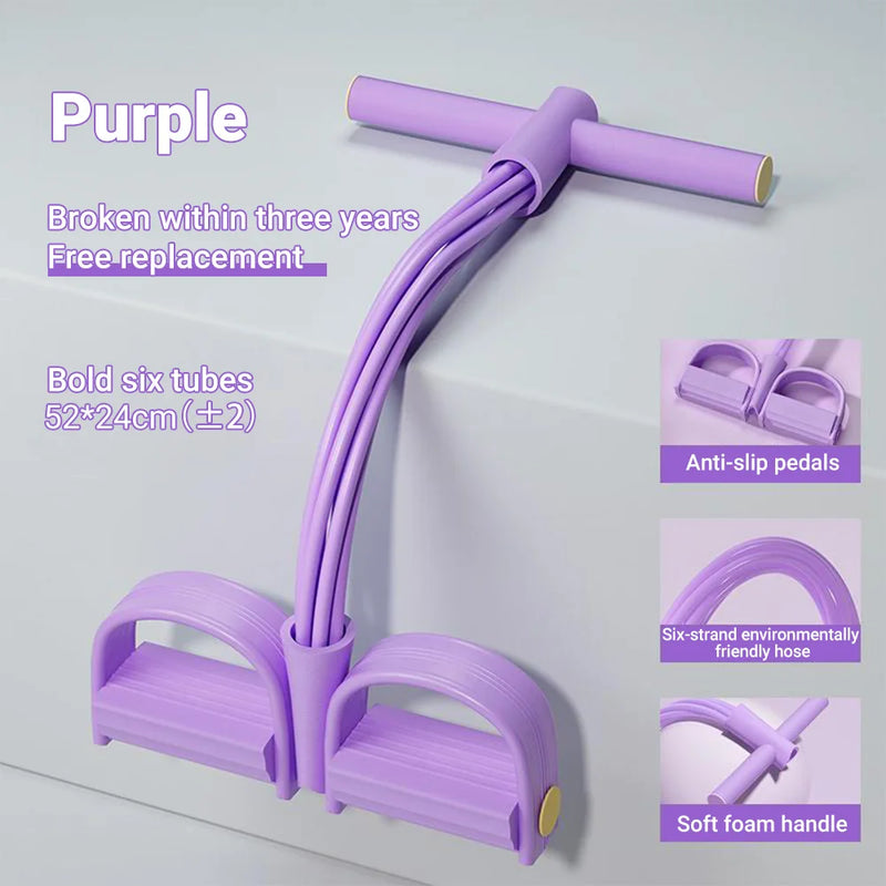 6-Tube Resistance Band Pedal Puller for Full-Body Fitness