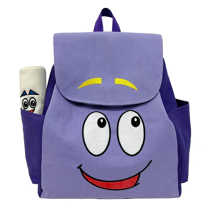 Lila Flanell-Rucksack mit Lächeln-Design