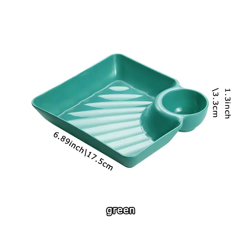Quadratisches Servierteller mit Soßenschale Set