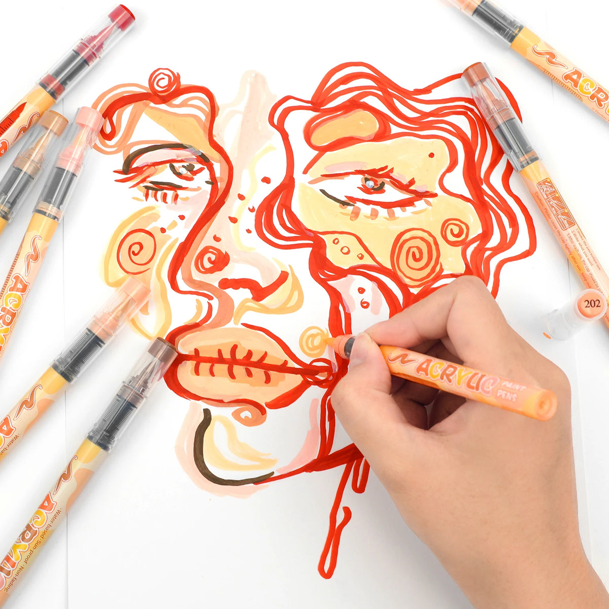 Skin Tone Acrylic Paint Markers, Soft Brush Tip for Portraits & Crafts