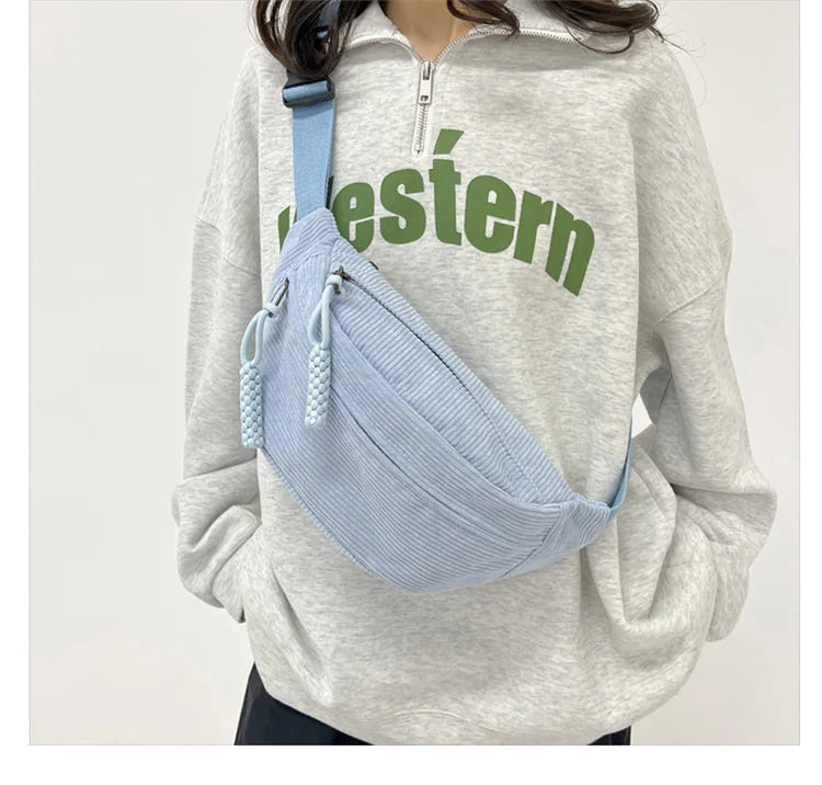 Corduroy Waist Pack for Women – Versatile Crossbody & Shoulder Bag