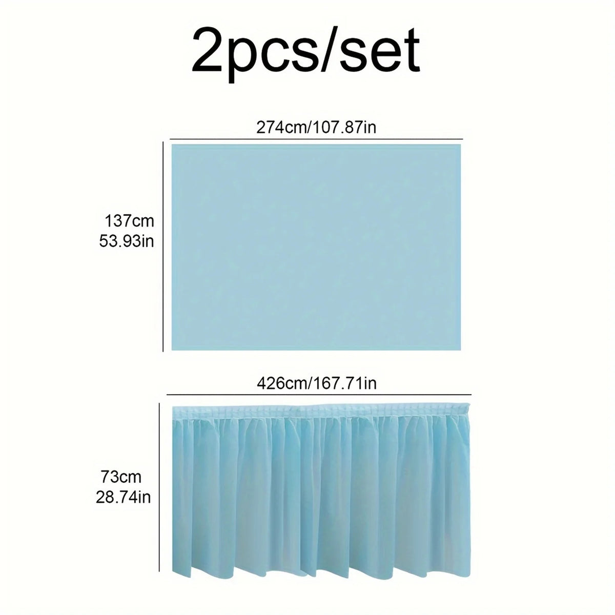 Disposable Rectangular Tablecloth Set with Matching Skirting