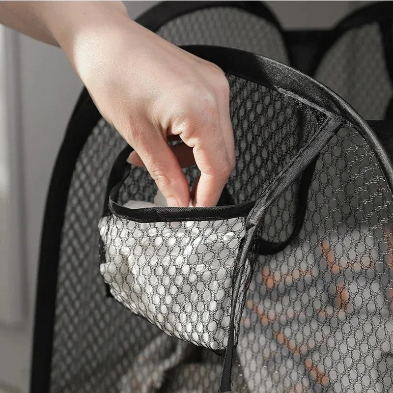 Pop-Up Mesh Laundry Hamper for Home and Travel