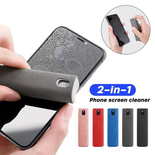 2-in-1 Smartphone-Reinigungswerkzeug mit Sprühflasche und Reinigungstuch