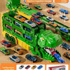 Camión Transportador de Dinosaurios con Pista de Carreras Plegable y 12 Coches de Aleación