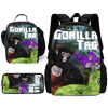 Cartoon Gorilla Kids School Backpack Set with Lunch Bag and Pencil Case
