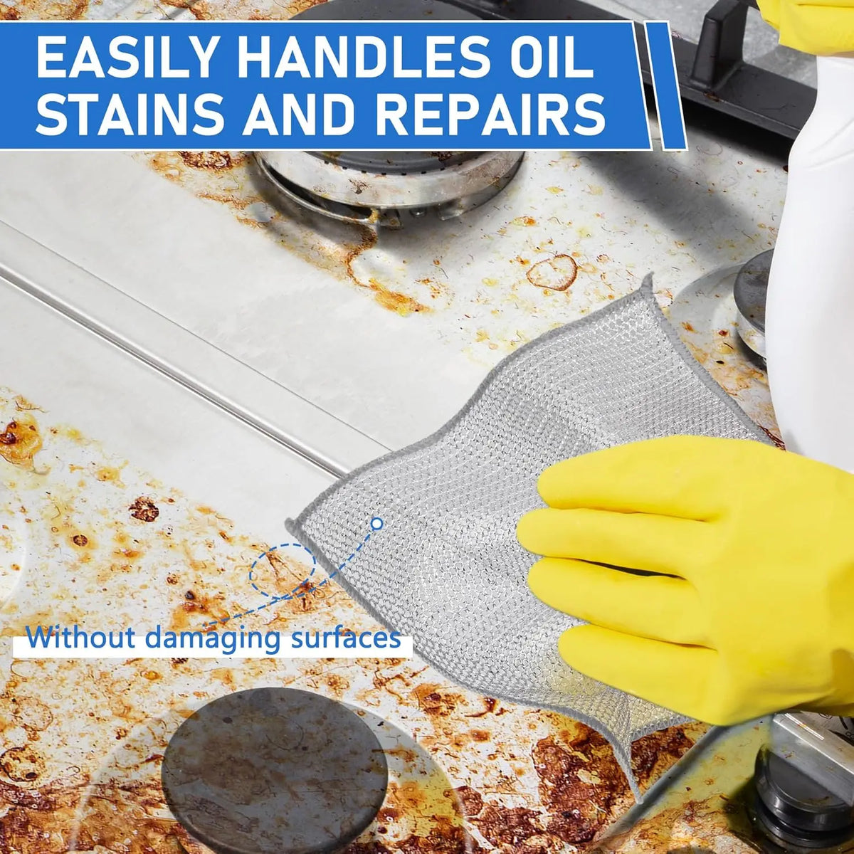 Steel-Reinforced Non-Scratch Kitchen Cleaning Cloths (2-Pack)