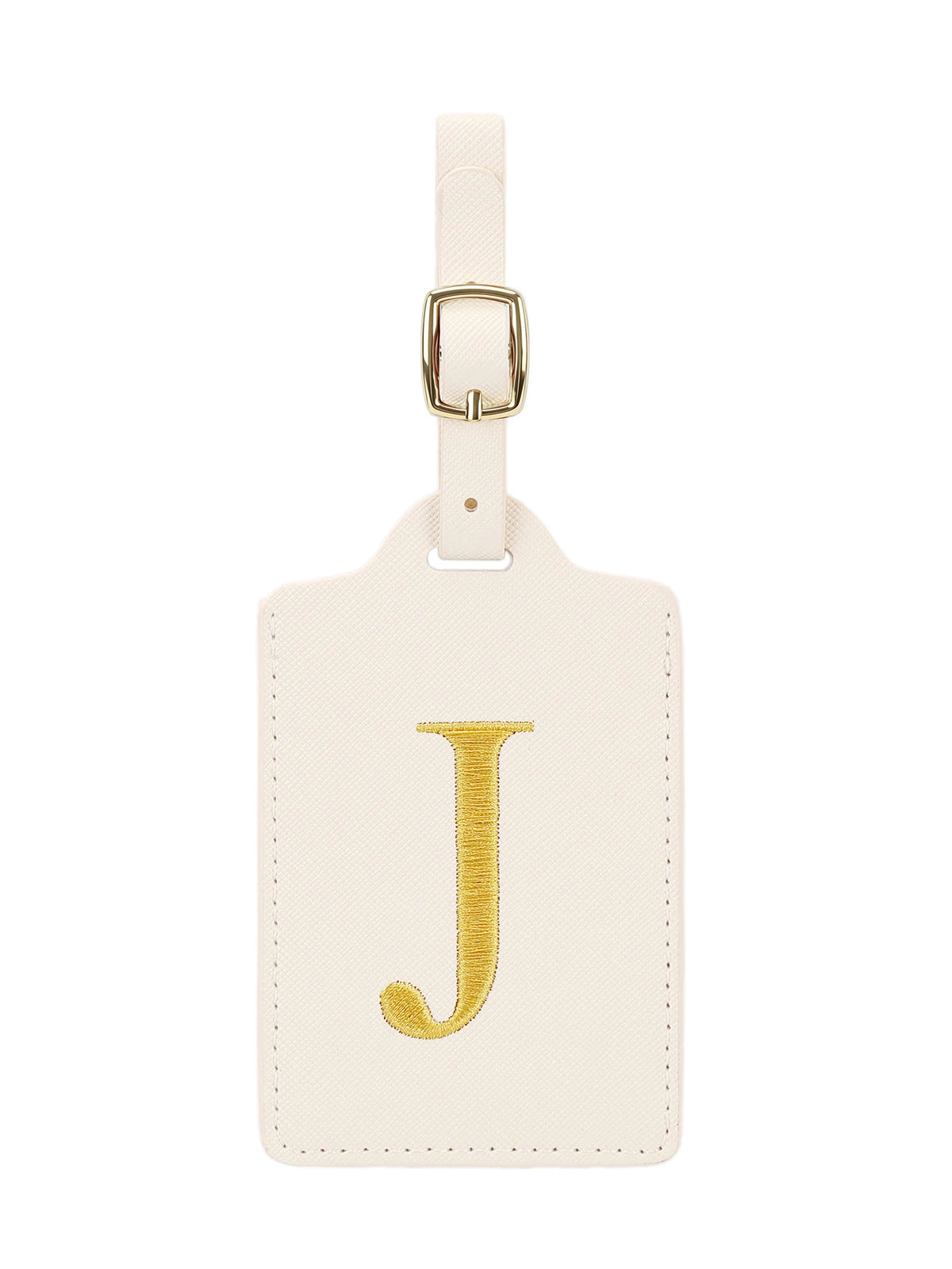 Personalized Embroidered Leather Luggage Tag with Letter Initial