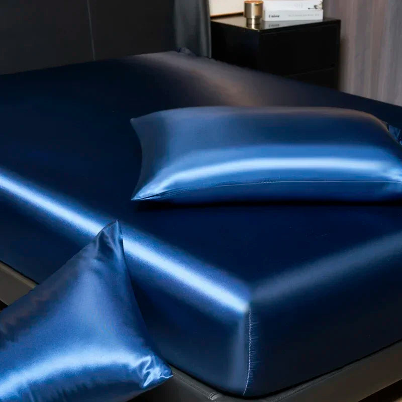 Luxury Satin Fitted Sheet Set with Pillowcases