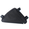 Black waterproof bike frame bag with adjustable velcro straps.