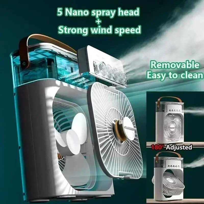3-in-1 Tragbarer Luftkühler Ventilator mit LED-Nachtlicht