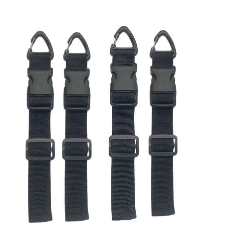 A set of five black heavy duty extension cord organizers with buckle locks.