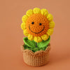 Handcrafted crochet sunflower with a green pot