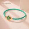 Four-Leaf Clover Braided Leather Bracelet