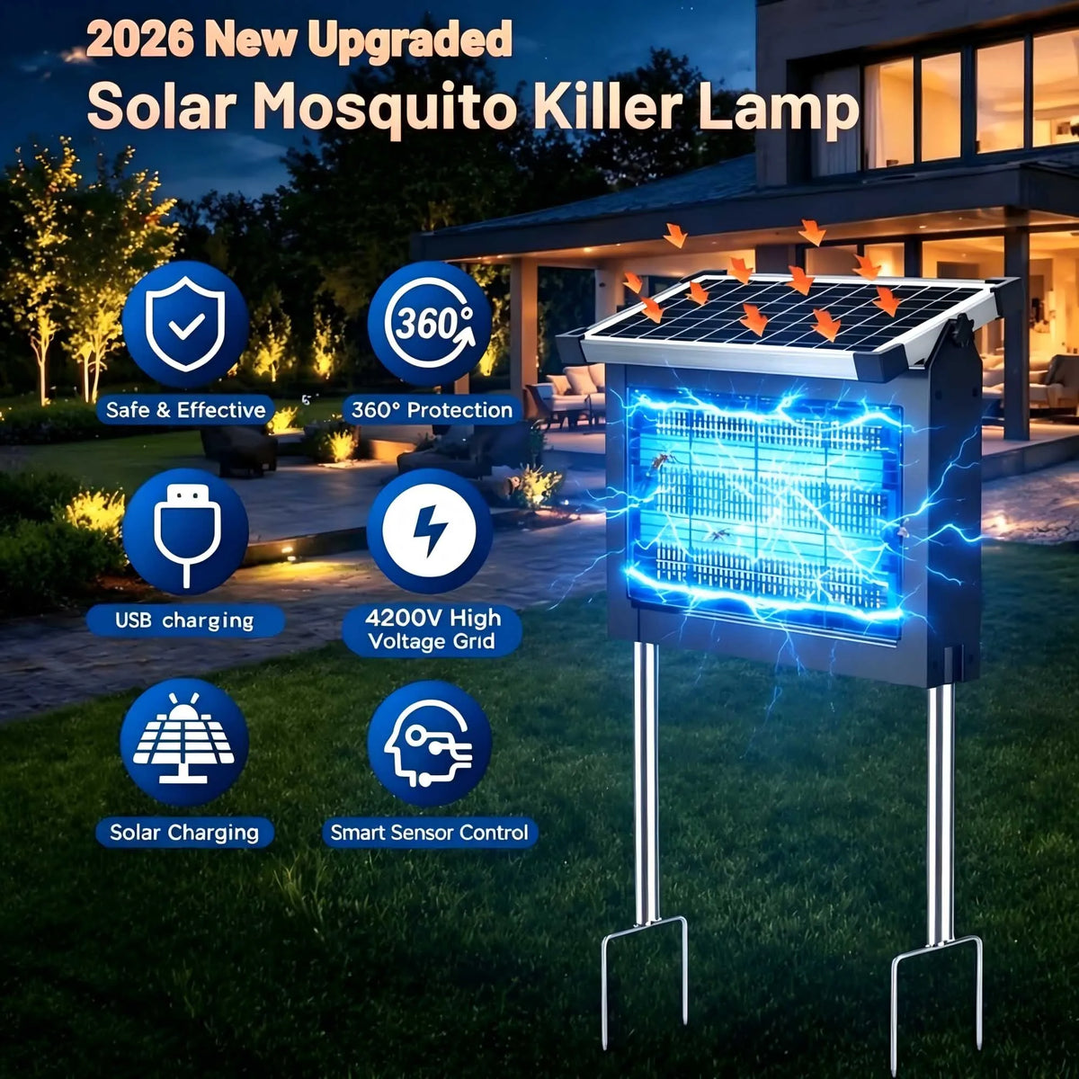 Solar-Powered Bug Zapper for Outdoor Use