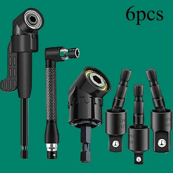 Right-Angle Drill Bit Adapter Set with Universal Sockets