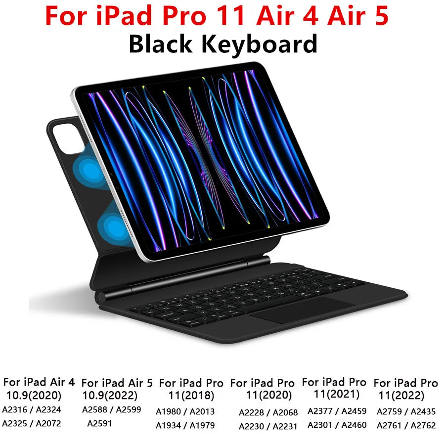 Bluetooth Keyboard Case with Touchpad for iPad Pro, Air & Standard Models