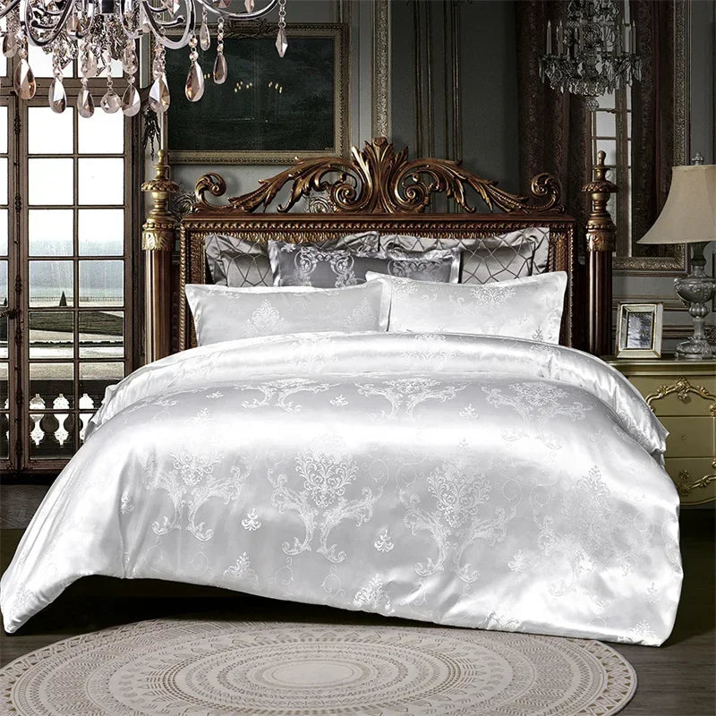 Silver Royal Luxury Duvet Cover Set with Pillowcases
