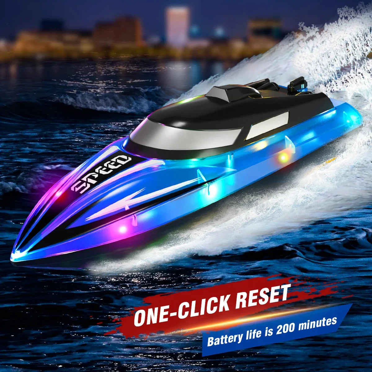 High-Speed Remote Control Speedboat with Double Propellers