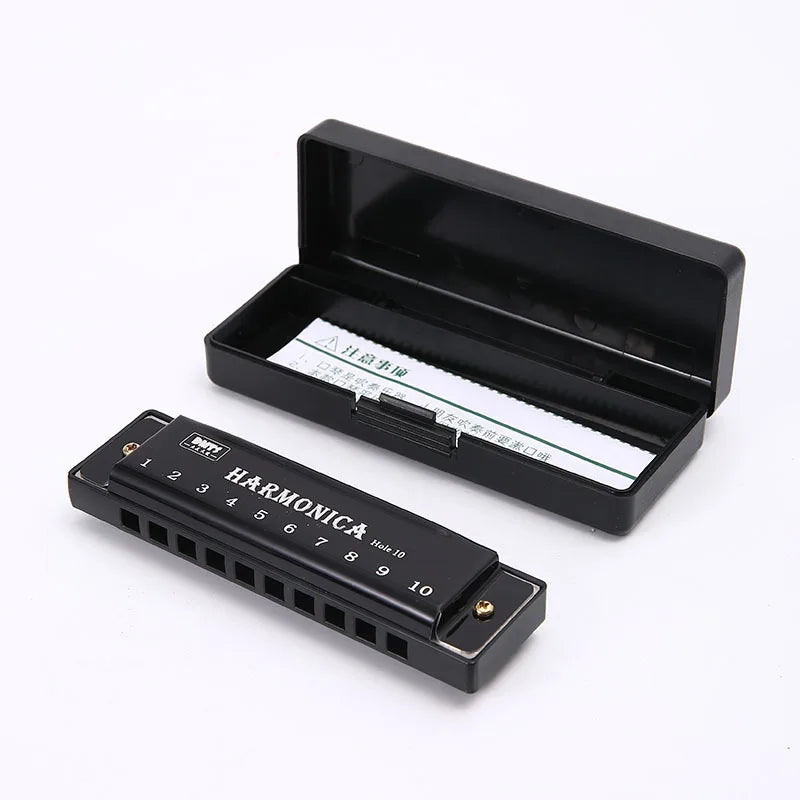 10-Hole Chromatic Harmonica in C - Beginner-Friendly with Carry Case