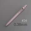 A close-up view of a light pink Uni ZENTO Quick-Dry Gel Pen with a silver clip, shown diagonally on a gray background.