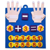 A blue felt counting toy featuring hands and numbered cards for toddlers.