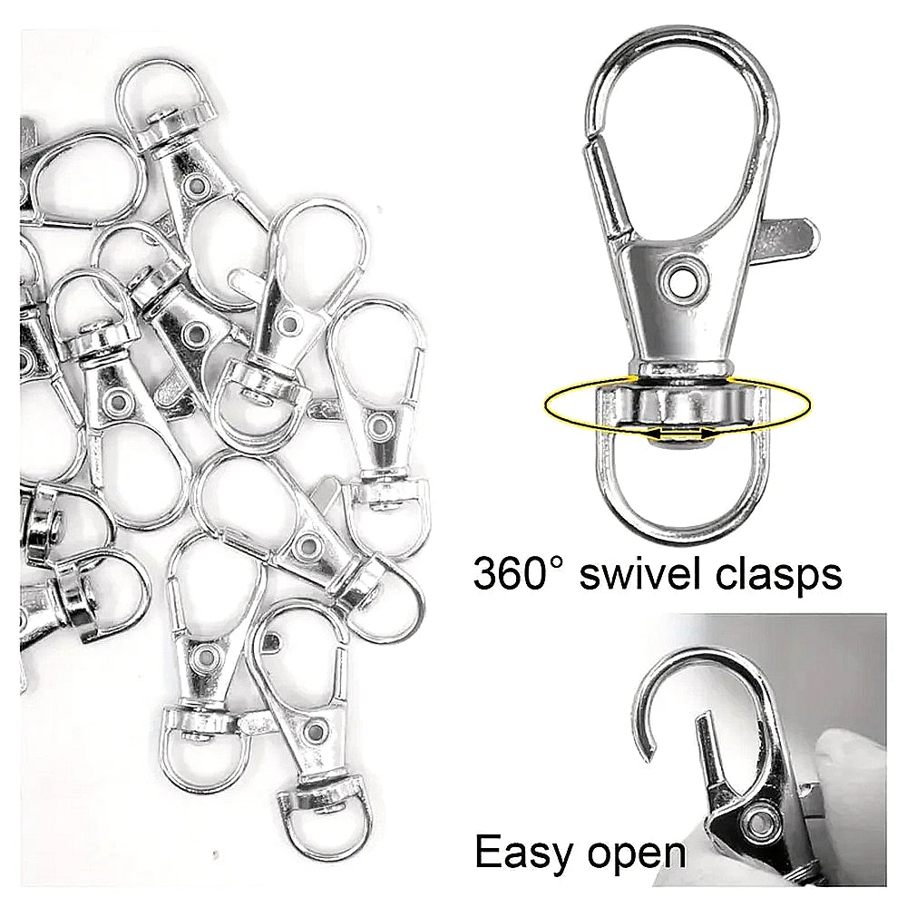 Silver Swivel Snap Hooks with Key Rings (20-Pack)