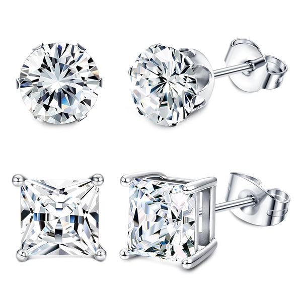 Hypoallergenic 316L Stainless Steel CZ Stud Earrings