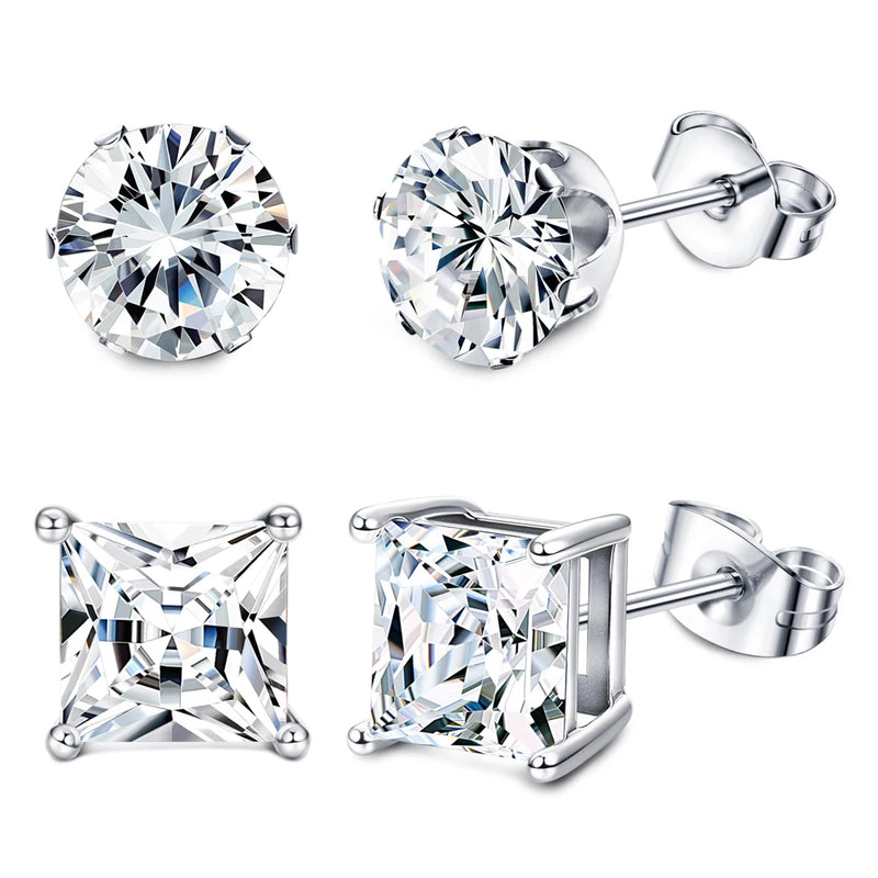 Boucles d'oreilles en acier inoxydable 316L hypoallergéniques avec zircons cubiques