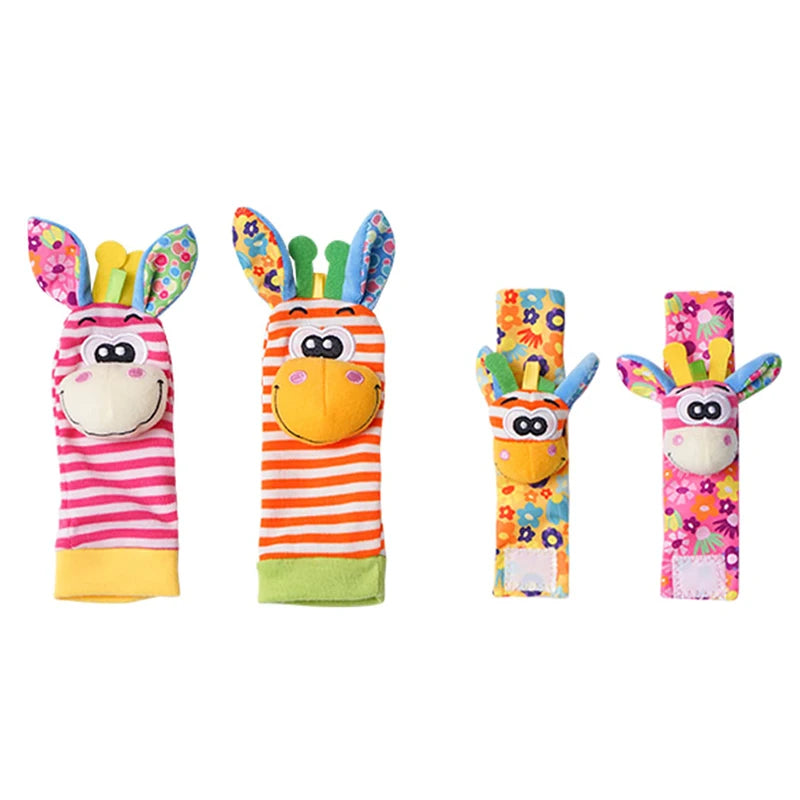 Soft Plush Baby Rattle Wrist and Foot Socks Set for Newborns
