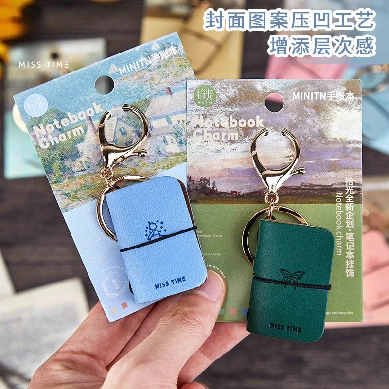 Mini PU Leather Journal Keychain with Keyring
