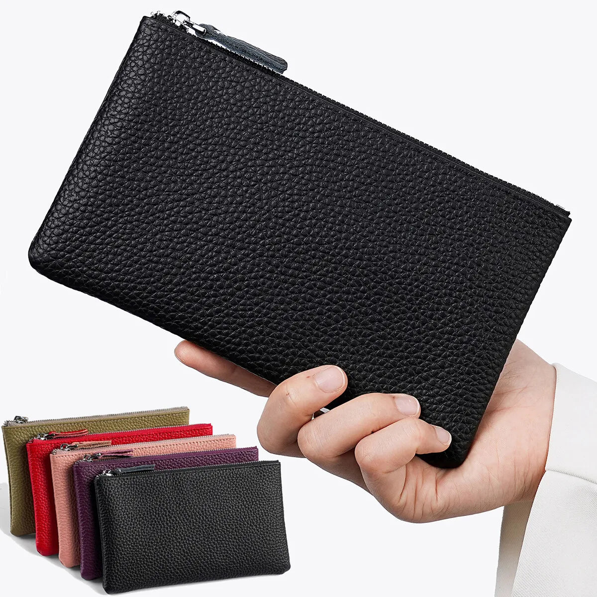 Genuine Leather Wristlet Clutch Wallet with Phone Pocket