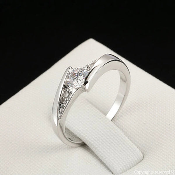 Classic Silver Cubic Zirconia Wedding Ring