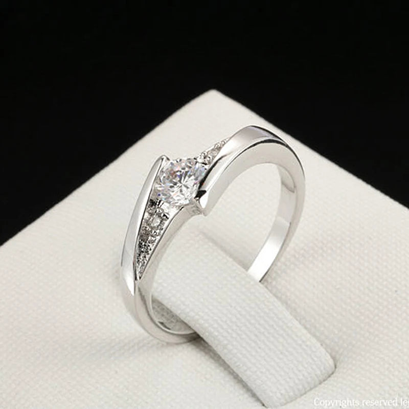 Classic Silver Cubic Zirconia Wedding Ring