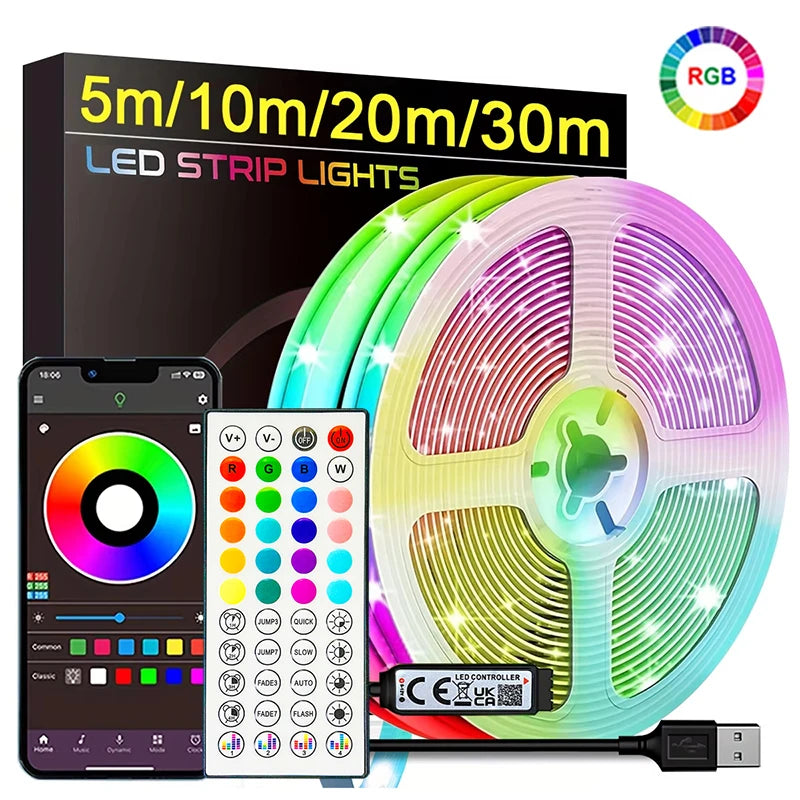 USB-Powered RGB LED Strip Lights with Music Sync