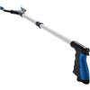 A white and blue foldable extra-long pickup tool with a rotating grip.