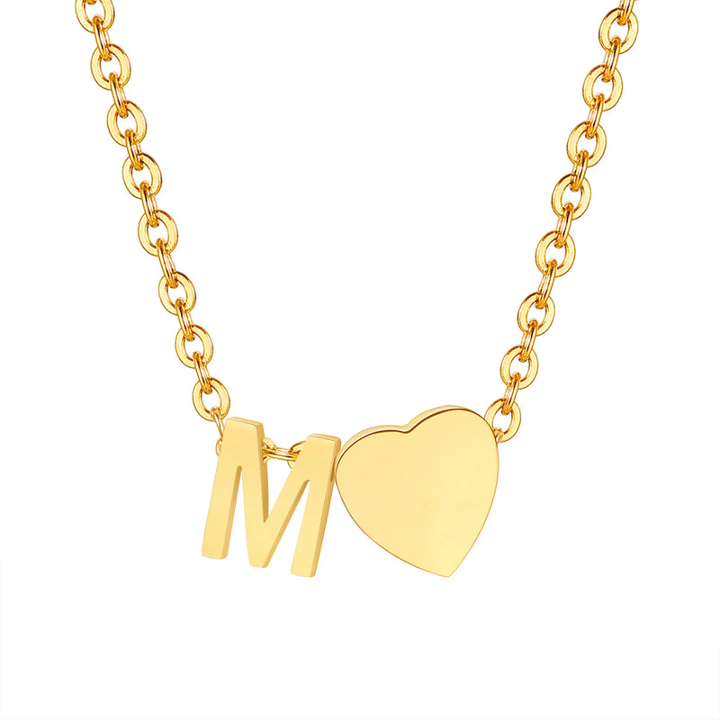 Dainty Heart Initial Necklace