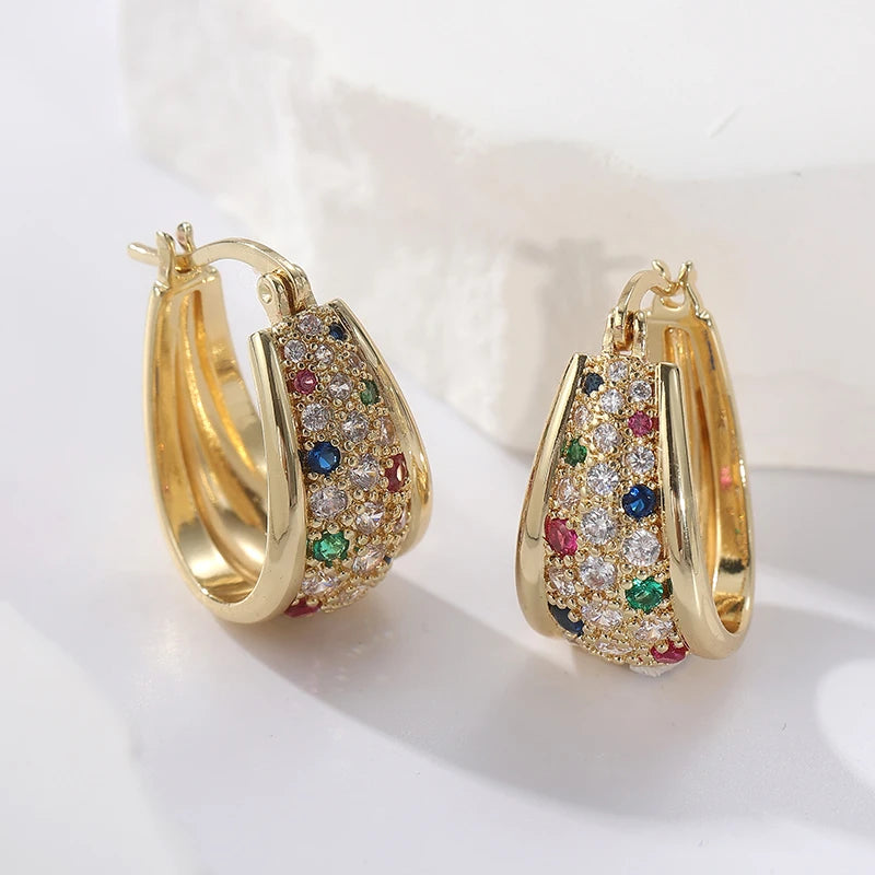 Multicolor Cubic Zirconia Hoop Earrings