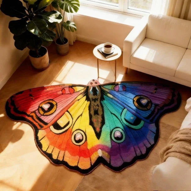 Butterfly-Shaped Plush Rug with Non-Slip Backing