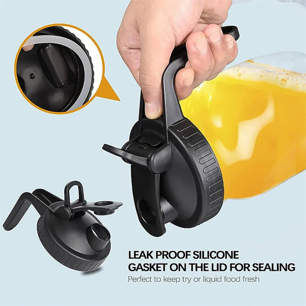 Black silicone leak proof gasket on a jar lid for sealing liquid food