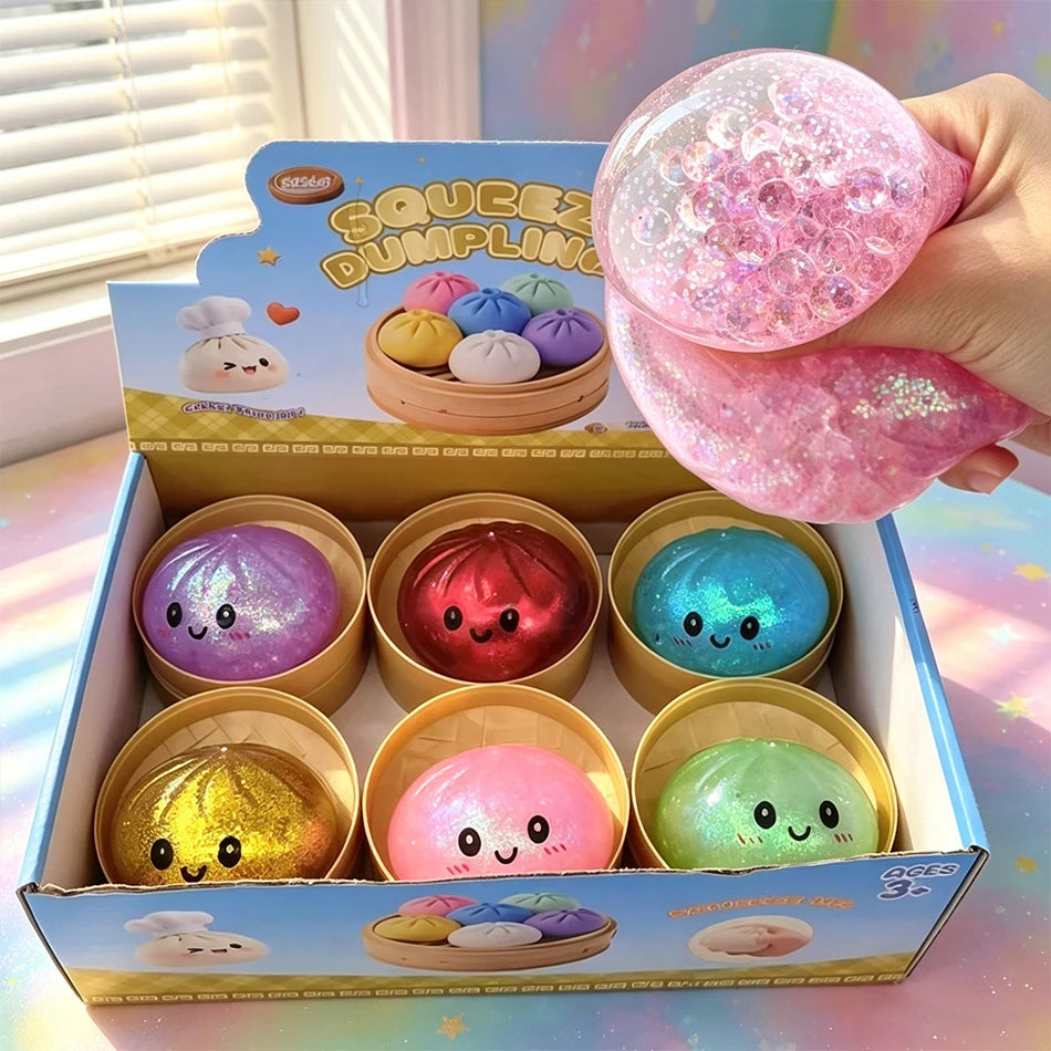 Gold Glitter Dumpling Squishy Stress Relief Toy
