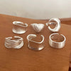 Minimalist Moon Phase Sterling Silver Ring Set