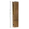 A rustic wooden wall-mounted towel clip with a vertical design and a metal hook.