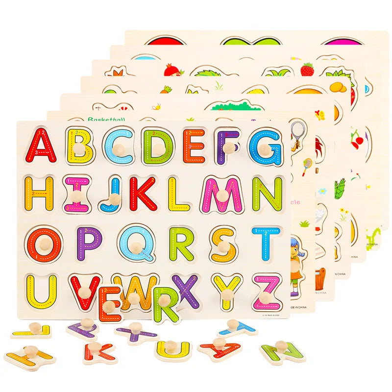 Wooden Alphabet Puzzle Board for Toddlers