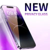 A close-up of an iPhone displaying a new privacy glass screen protector.