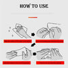 Diagram showing how to use reflective car safety strips by wiping the surface, uncovering the backing paper, sticking the str