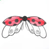 A pair of red ladybug wings with black polka dots and a black center for a costume set.