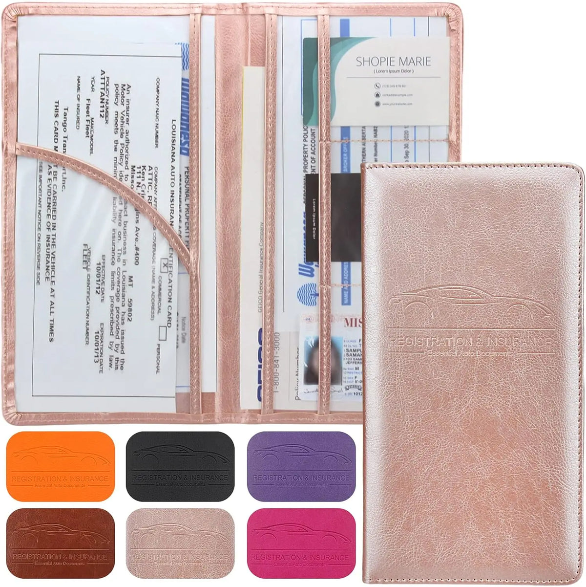 Premium PU Leather Car Document Organizer for Registration and Insurance